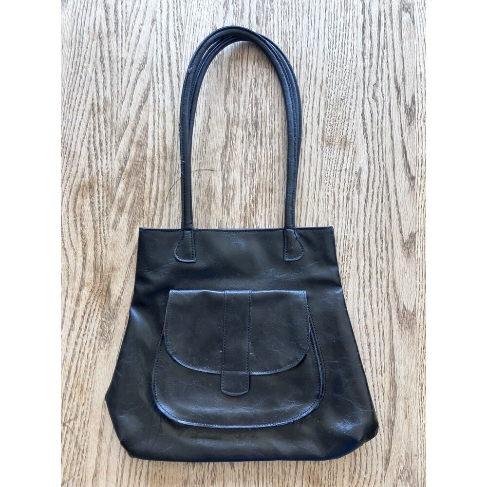 Sabina of New York Black Genuine Leather Pocket Y2K Hand Bag Purse Vintage